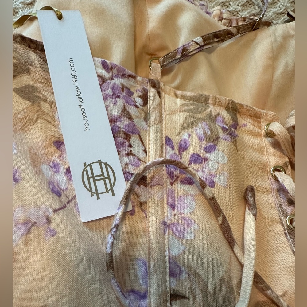 House of Harlow 1960 Boho Floral Tiered Midi Dress Size Medium NWT - Picture 3 of 4